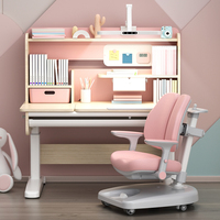 Table de lecture pour enfants DELUX moderne en bois, réglable en hauteur, avec étagère et chaise de bureau ergonomique pour chambre d'enfant