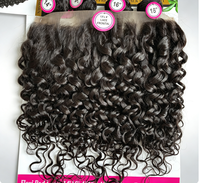Perruque Cheveux Mélangés 4 Paquets 13x4 Frontal en Dentelle Transparente Couleur Naturelle Double Drawn Ensemble de Paquets de Cheveux