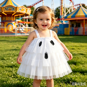Robe Tutu Fantôme d'<span class=keywords><strong>Halloween</strong></span> pour Fillettes en Gros, 6M-4Y, sans Manches, Bretelles Fines, Tulle Superposé, <span class=keywords><strong>Costume</strong></span> de Fête - Product Image 2