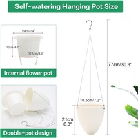Pot de fleurs suspendu simple à absorption d'eau automatique, pot suspendu européen pour la maison, pot suspendu en plastique avec réservoir d'eau