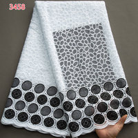 3458 Unique haut de gamme mariage perle Sequin maille broderie africaine Tulle dentelle tissu avec séquence pour Ghana Sénégal robe de soirée