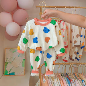 2022 nuovo autunno cotone Jacquard intimo a maniche lunghe per ragazzi e ragazze vestiti per la casa con pantaloni lunghi per bambini pigiama set - Product Image 3