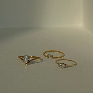 Nouvelle Bague Femme Dazan Été <span class=keywords><strong>2026</strong></span> Tendance Ins en Acier Inoxydable Plaqué Or PVD 18 carats, Minimaliste, Mignonne, Géométrique, avec Zircon Blanc - Product Image 2