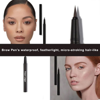 Stylo à sourcils liquide vegan ultra-fin de précision, résistant à l'eau, avec des couleurs blanc et rose pour le mappage des sourcils