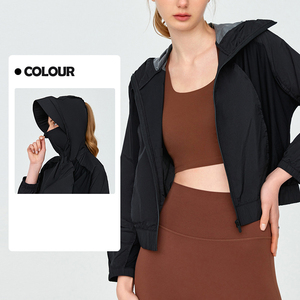 Chaqueta <span class=keywords><strong>de</strong></span> protección solar <span class=keywords><strong>de</strong></span> entrenamiento <span class=keywords><strong>de</strong></span> secado rápido <span class=keywords><strong>de</strong></span> alta calidad para mujer, chaqueta con capucha y cremallera, chaqueta <span class=keywords><strong>de</strong></span> carcasa suave para mujer - Product Image 2