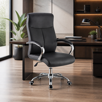 Chaise de bureau exécutive moderne noire à dossier haut ergonomique en PU pivotante réglable en hauteur