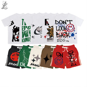 Vendita calda 100% Set di pantaloncini estivi da uomo in cotone 2 pezzi Set Casual con Logo personalizzato jogger completi t-shirt e tute - Product Image 1