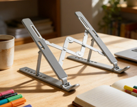 Support d'ordinateur portable pliable en alliage d'aluminium, ergonomique, réglable en hauteur et en inclinaison, pour le travail collaboratif sur bureau