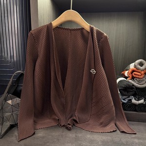 Женский однотонный блейзер из 100% кожи - Product Image 3