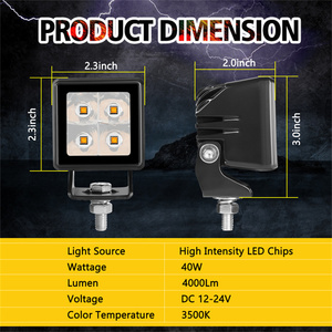 Satu Set Dua 12V 2 Inci 20W Putih atau Amber Spot Beam Off Road 4X4 Led Pod Light - Product Image 5