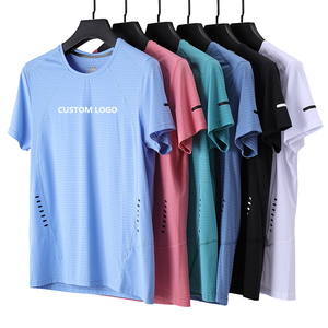Camiseta atlética de gimnasio para hombre Ice Cool Dry 85% Nylon 15% Spandex tela entrenamiento Fitness gimnasio deportes Camiseta básica para hombres ropa deportiva - Product Image 4