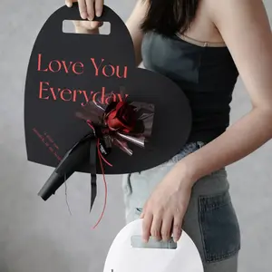 New Flower Handbag Single Rose Bouquet Packaging Gift Box Portable Heart-Shaped Flower Box for Floral Shop