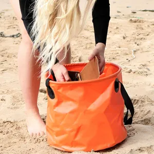 อุปกรณ์เสริมชายหาดกลางแจ้ง 10L 20L 30L 40L แบบพกพาพับ Camping ถังน้ําตกปลา 500D PVC ถังน้ําพับได้ - Product Image 1