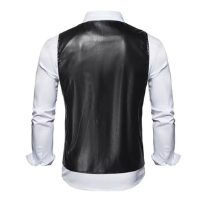 Chaleco de Cuero Sintético para Hombre OEM - Otoño Invierno, Corte Entallado, Cierre de un Botón, Estilo Casual de Oficina (M-5XL) - Product Image 4