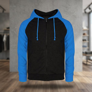 Sudadera con capucha y cremallera completa de manga raglán con logotipo personalizado, forro polar, unisex, estilo casual de invierno - Product Image 4