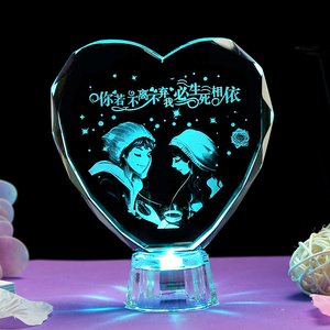 OEM / ODM Laser Khắc Tim Pha Lê Đám Cưới Quà Lưu Niệm Với Ánh Sáng Led Cơ Sở Mẹ Và Cha Quà Tặng - Product Image 2