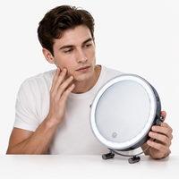 Miroir de maquillage LED de 8,5 pouces avec écran tactile unique, luminosité réglable, cadre en métal, outil de maquillage pour la chambre à coucher