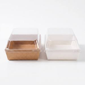 Conteneur alimentaire jetable en papier kraft en gros avec couvercle transparent en PET pour gâteaux, sandwichs, pâtisseries, croissants, boîte <span class=keywords><strong>à</strong></span> <span class=keywords><strong>emporter</strong></span> pour boulangerie - Product Image 6