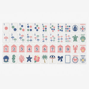 Ensemble de Mahjong Américain de Luxe Personnalisé Thème Côtier, 160 Tuiles, 1 Couche, Acrylique Blanc Gravé et Peint à la Main, Thème Plage, Vente en Gros OEM - Product Image 4