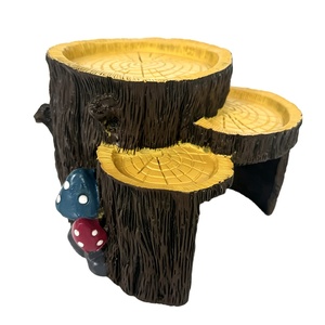 NOMOYPET Nouveau Design Résine Souche d'Arbre Artificielle Reptile Cacher Cave Abri avec Plat D'alimentation - Product Image 1