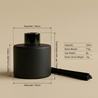 Bouteille diffuseur à roseaux en verre givré noir mat de luxe vide 100ml 120ml 3.4oz 4oz avec logo personnalisé, bouchon et boîte cadeau
