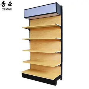 New Design Wood Grain Supermarket Shelving For Sale Grocery Gondola Shelf Supermarket Shelves