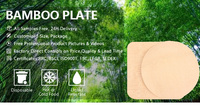 Assiettes carrées en bambou naturel, vaisselle jetable compostable, design personnalisé pour les services de traiteur de banquets de mariage