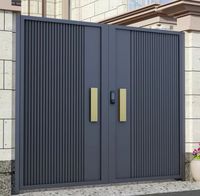 Porte de cour coulissante automatique en aluminium et acier inoxydable sur mesure, peinture dorée, résistante à la rouille, design moderne pour balcon extérieur