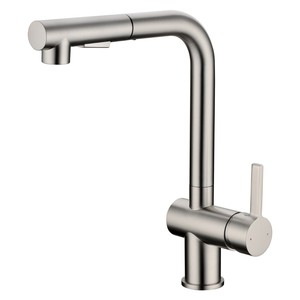 Modern Pull Out <b>Spray</b> Kitchen Faucet Single Handle Deck <b>Mounted</b> Brushed Nickel Ceramic Valve Core 2.0-2.9gal/m - Product Image 4