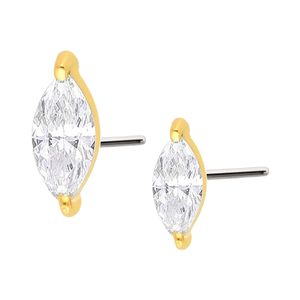 Bông tai vàng 14k nguyên chất Gaby Fine Jewelry, đá zircon hình marquise, kiểu xoắn ốc, dành cho lỗ tai vành tai - Product Image 6