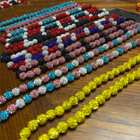 Collier de perles inspiré du baseball avec strass de 22 pouces Colliers discoball pour les amoureux de l'équipe-Boules disco de 10mm-Drip pour joueur de baseball