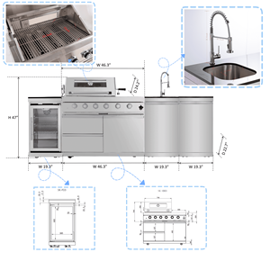 Cuisine extérieure modulaire pour barbecue en acier inoxydable 304, assemblage libre, avec réfrigérateur, kit de cuisine extérieure - Product Image 5