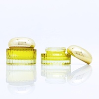 Botol Krim Kosong Bulat Vertikal 30g 50g Tebal 40ml 100ml 120ml Kuning Kaca untuk Esens Lotion Serum dengan Tutup Bola Emas Bulat