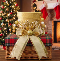 Adorno Plegable para la Punta del Árbol de Navidad DAMAI, Sombrero de Caramelo, Piernas de Bruja de Peluche, Decoración Navideña para Fiestas y Hogar