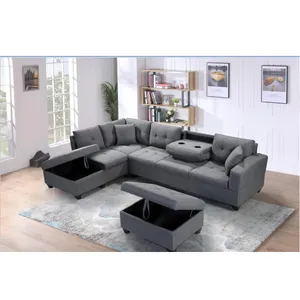 New Model Sectional Sofa With Storage Ottoman Left Chaise For Living Room Furniture