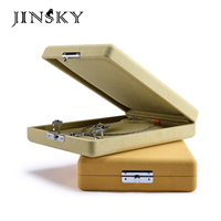 Boîte d'emballage de bijoux en microfibre de luxe personnalisée avec logo Jinsky pour bagues et colliers - Fermeture à boucle durable et portable