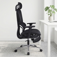 Chaise de bureau moderne ergonomique avec appui-tête et accoudoirs 2D réglables, soutien lombaire en maille et glissière