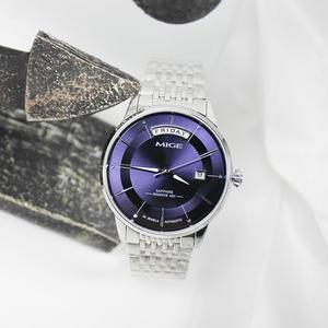 Reloj Mecánico Automático para Hombre MIGE, Correa de Acero Inoxidable, Esfera Azul, Cristal de Zafiro, Visualización de Fecha, Estilo Elegante, Caja Redonda de 40 mm - Product Image 4
