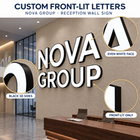 Lettres en relief personnalisées à éclairage frontal, logo d'entreprise en 3D LED, lettres lumineuses pour la réception de bureau, signalétique pour le hall d'entreprise