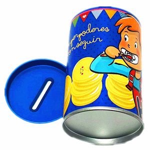 Salvadanaio regalo per bambini cilindrico in metallo con latta di latta di fabbrica - Product Image 6