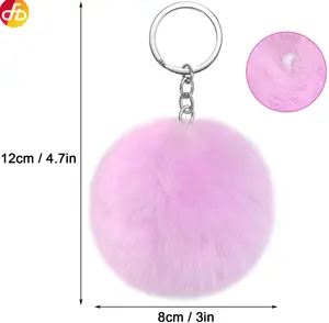 Móc Chìa Khóa Pom Pom Nhiều Màu Móc Chìa Khóa Quả Bóng Phồng Số Lượng Lớn Móc Chìa Khóa Pompom Lông Thỏ Giả Cho Nữ