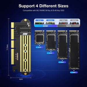 Fideco X4 PCIe ความเร็วสูง X8 X16เพื่อ <span class=keywords><strong>M</strong></span>.<span class=keywords><strong>2</strong></span> SSD NVMe <span class=keywords><strong>M</strong></span> Key B + <span class=keywords><strong>M</strong></span> การ์ดขยายคีย์การ์ดอะแดปเตอร์ NVMe - Product Image 5