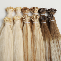 Extensions de cheveux humains russes alignées sur les cuticules, I-Tip, cheveux vierges Remy, lisses, fixation micro-attache, toutes les couleurs disponibles
