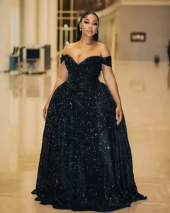 S0742F 2025水滴发货新款优雅女式亮片短裙舞会礼服礼服晚礼服舞会礼服 - Product Image 1