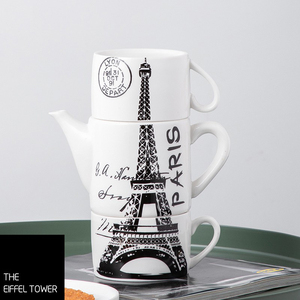 ชุดชาเซรามิกสไตล์ยุโรปหม้อกาแฟสีขาวและถ้วยของขวัญสำหรับคนรักชา - Product Image 3