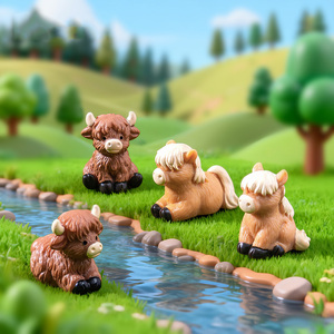 <span class=keywords><strong>Miniatura</strong></span> de Vaca y Caballo, Micropaisaje, Decoración de Oficina, Jardín, Escritorio, Mesa de Fiesta, Mini Figuras de Animales de Resina, Adornos - Product Image 1