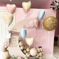 YACHEN 12 Ballons en Aluminium en Forme de Cœur de 18 Pouces, Blanc Crème, Rose Bébé, Bleu, pour Décorations de Fête de Révélation du Sexe du Bébé
