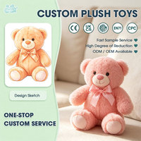 Ours en peluche rose doux avec nœud papillon pour enfants, cadeau d'anniversaire, décoration de chambre de bébé fille