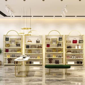 Department Store Showroom <strong>Design</strong> Shelves Footwear <strong>Display</strong> Stand Gold Metal Retail Clothes <strong>Display</strong> Shoe <strong>Rack</strong> - Product Image 3