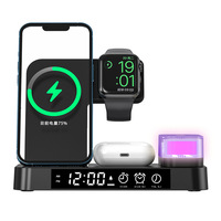 Lampe d'horloge de table pour montre Airpods chargeur de téléphone portable horloge de bureau numérique Reloj chargeur sans fil 3 en 1